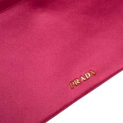 Pre Owned Prada Fuchsia Satin Crystal Embellished Clutch