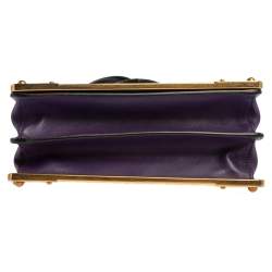Pre Owned Prada Purple/Black Leather Cahier Flap Shoulder Bag