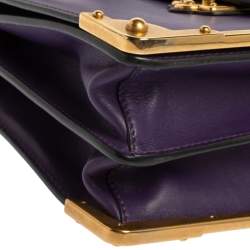Pre Owned Prada Purple/Black Leather Cahier Flap Shoulder Bag