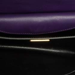 Pre Owned Prada Purple/Black Leather Cahier Flap Shoulder Bag