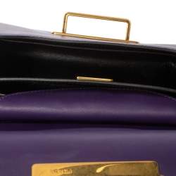 Pre Owned Prada Purple/Black Leather Cahier Flap Shoulder Bag