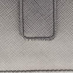 Pre Owned Prada Silver Saffiano Lux Leather Card Holder