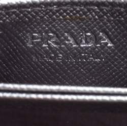 Pre Owned Prada Silver Saffiano Lux Leather Card Holder