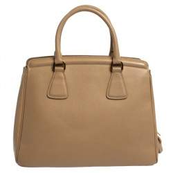 Pre Owned Prada Beige Saffiano Lux Leather Parabole Tote