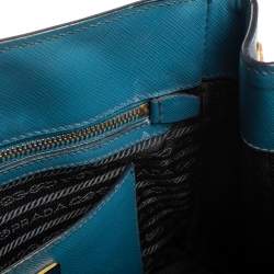 Pre Owned Prada Two Tone Blue Saffiano Leather Small Tote