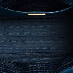 Pre Owned Prada Two Tone Blue Saffiano Leather Small Tote