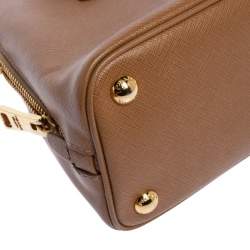 Pre Owned Prada Brown Saffiano Lux Leather Small Promenade Bag