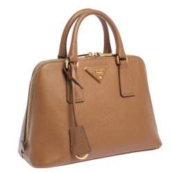 Pre Owned Prada Brown Saffiano Lux Leather Small Promenade Bag