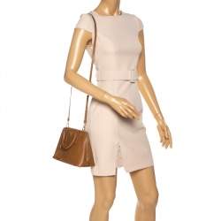 Pre Owned Prada Brown Saffiano Lux Leather Small Promenade Bag