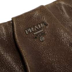 Pre Owned Prada Grey Vitello Daino Leather Hobo