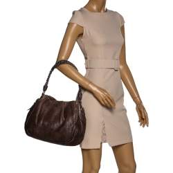 Pre Owned Prada Grey Vitello Daino Leather Hobo