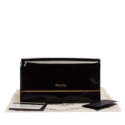 Prada Black Patent Leather Flap Clutch