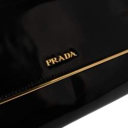 Prada Black Patent Leather Flap Clutch