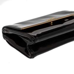 Prada Black Patent Leather Flap Clutch