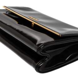 Prada Black Patent Leather Flap Clutch