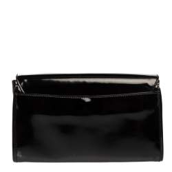 Prada Black Patent Leather Flap Clutch