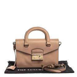Pre Owned Prada Beige Saffiano Leather Mini Sound Convertible Bag