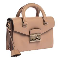Pre Owned Prada Beige Saffiano Leather Mini Sound Convertible Bag