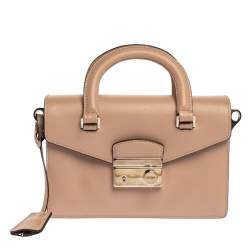 Pre Owned Prada Beige Saffiano Leather Mini Sound Convertible Bag