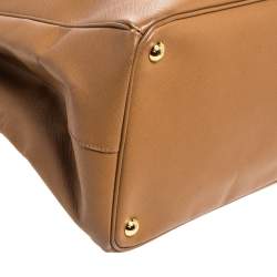 Pre Owned Prada Tan Saffiano Lux Leather Executive Double Zip Tote