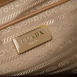 Pre Owned Prada Tan Saffiano Lux Leather Executive Double Zip Tote