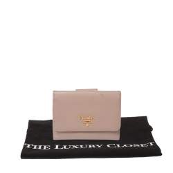 Pre Owned Prada Nude Beige Saffiano Leather French Flap Wallet