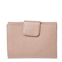 Pre Owned Prada Nude Beige Saffiano Leather French Flap Wallet