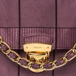 Prada Purple Square Quilt Satin Pushlock Flap Shoulder Bag