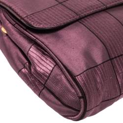 Prada Purple Square Quilt Satin Pushlock Flap Shoulder Bag