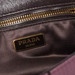 Prada Purple Square Quilt Satin Pushlock Flap Shoulder Bag