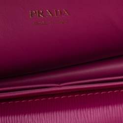 Pre Owned Prada Fuchsia Leather Mini Bandoliera Wallet on Chain