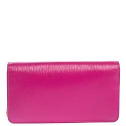 Pre Owned Prada Fuchsia Leather Mini Bandoliera Wallet on Chain