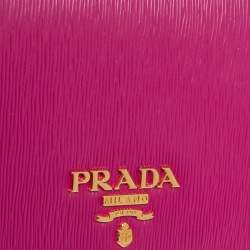 Pre Owned Prada Fuchsia Leather Mini Bandoliera Wallet on Chain
