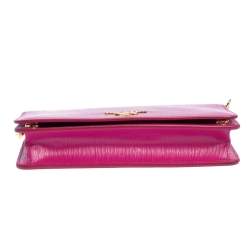Pre Owned Prada Fuchsia Leather Mini Bandoliera Wallet on Chain