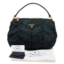 Pre Owned Prada Green Quiltin Nylon and Patent Leather Hobo