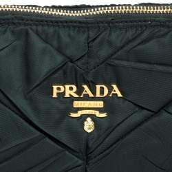 Pre Owned Prada Green Quiltin Nylon and Patent Leather Hobo