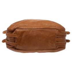 Pre Owned Prada Tan Leather Glazed Zippers Satchel