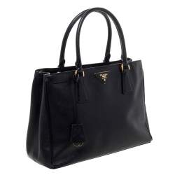 Pre Owned Prada Black Saffiano Lux Leather Small Galleria Tote