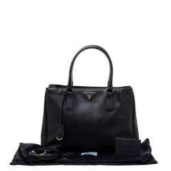 Pre Owned Prada Black Saffiano Lux Leather Small Galleria Tote