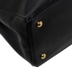 Pre Owned Prada Black Saffiano Lux Leather Small Galleria Tote