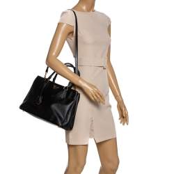 Pre Owned Prada Black Saffiano Lux Leather Small Galleria Tote