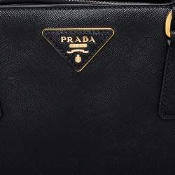 Pre Owned Prada Black Saffiano Lux Leather Small Galleria Tote