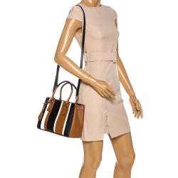 Prada Tricolor Stripe Saffiano Leather Tote