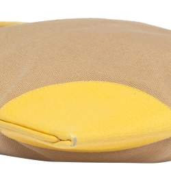 Pre Owned Prada Beige/Yellow Canvas and Leather Tote