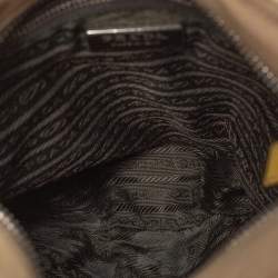 Pre Owned Prada Beige/Yellow Canvas and Leather Tote