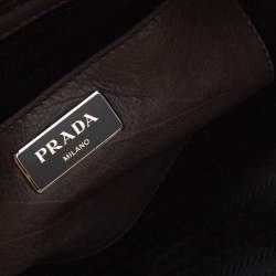Pre Owned Prada Grey Glazed Leather Twin Pocket Tote