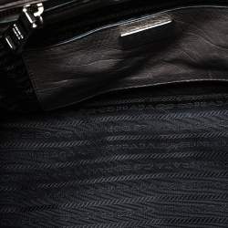 Pre Owned Prada Grey Glazed Leather Twin Pocket Tote