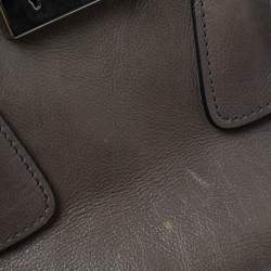 Pre Owned Prada Grey Glazed Leather Twin Pocket Tote