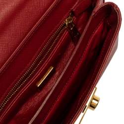 Pre Owned Prada Red Saffiano Leather Mini Sound Top Handle Bag