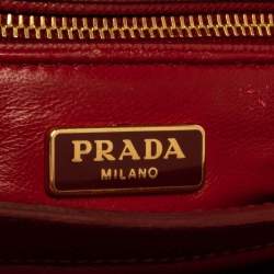 Pre Owned Prada Red Saffiano Leather Mini Sound Top Handle Bag